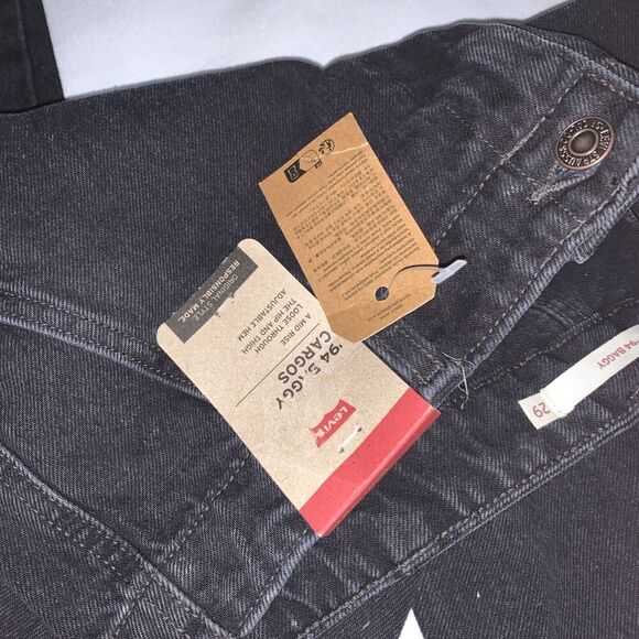 y2k Levi's Women's Mid-Rise 94's Baggy Straight wide Leg Cargo Jeans size 29x30 - Picture 13 of 16